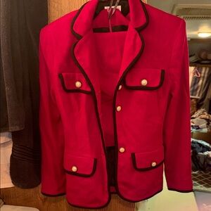 Bebe Red Blazer with Black Trim